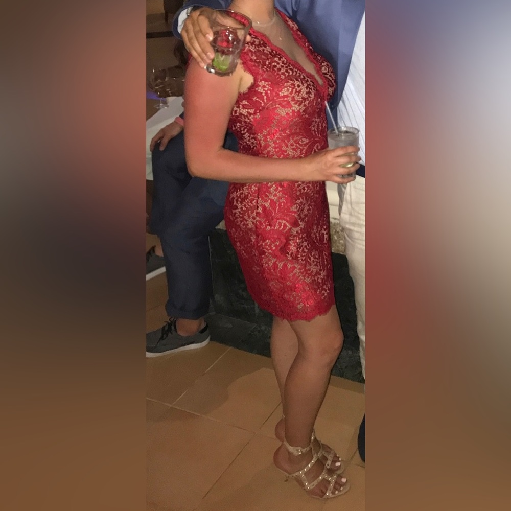Aqua red dress